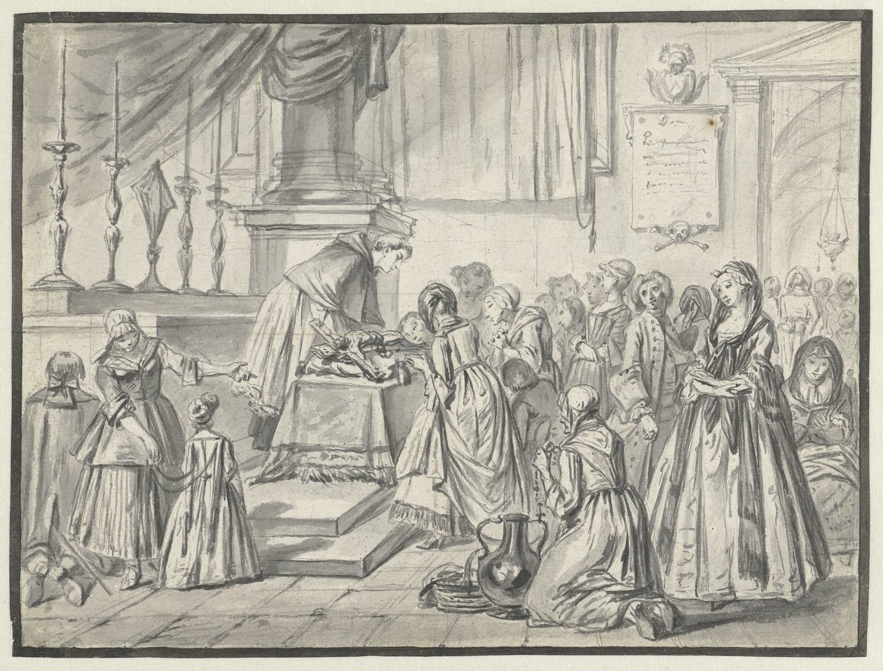 Escena eclesiástica con veneración de la cruz el Viernes Santo de Charles Parrocel