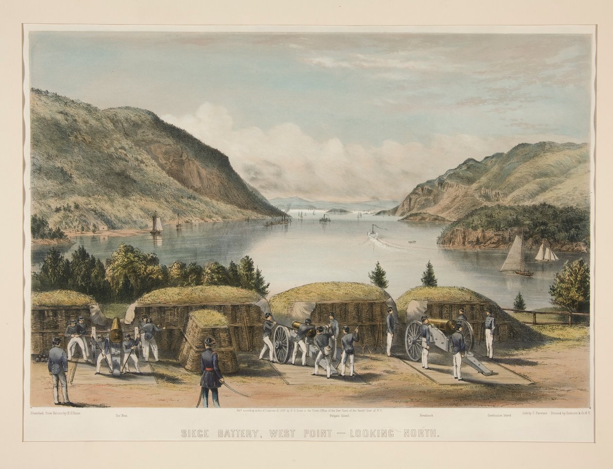 Batería de asedio, West Point - Mirando al norte de Charles Parsons