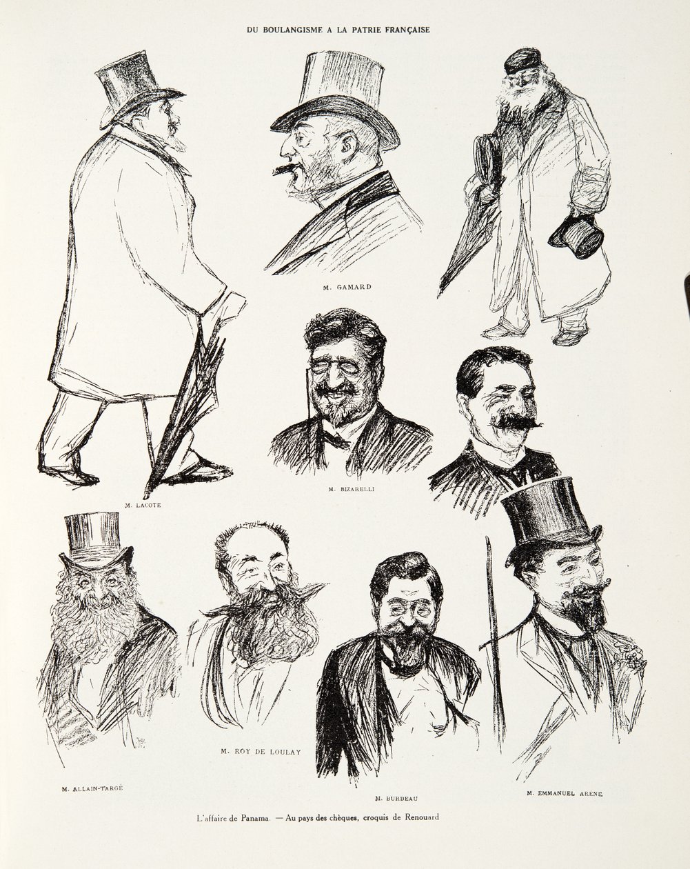 El caso de Panamá - En el país de los cheques, croquis de Renouard, de Historia de la Tercera República, Vol. I, Historia Política, pub.1933 de Charles Paul Renouard