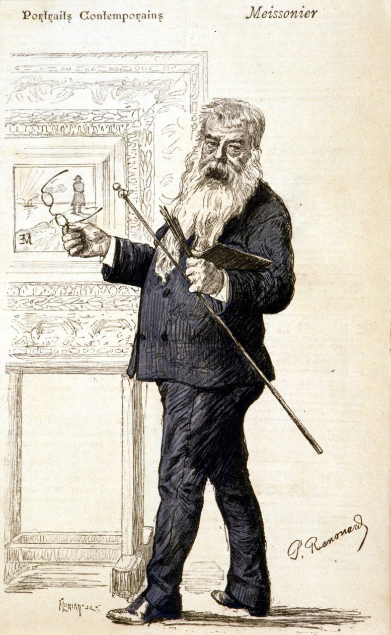 Retrato de Meissonier. Grabado de finales del siglo XIX de Charles Paul Renouard