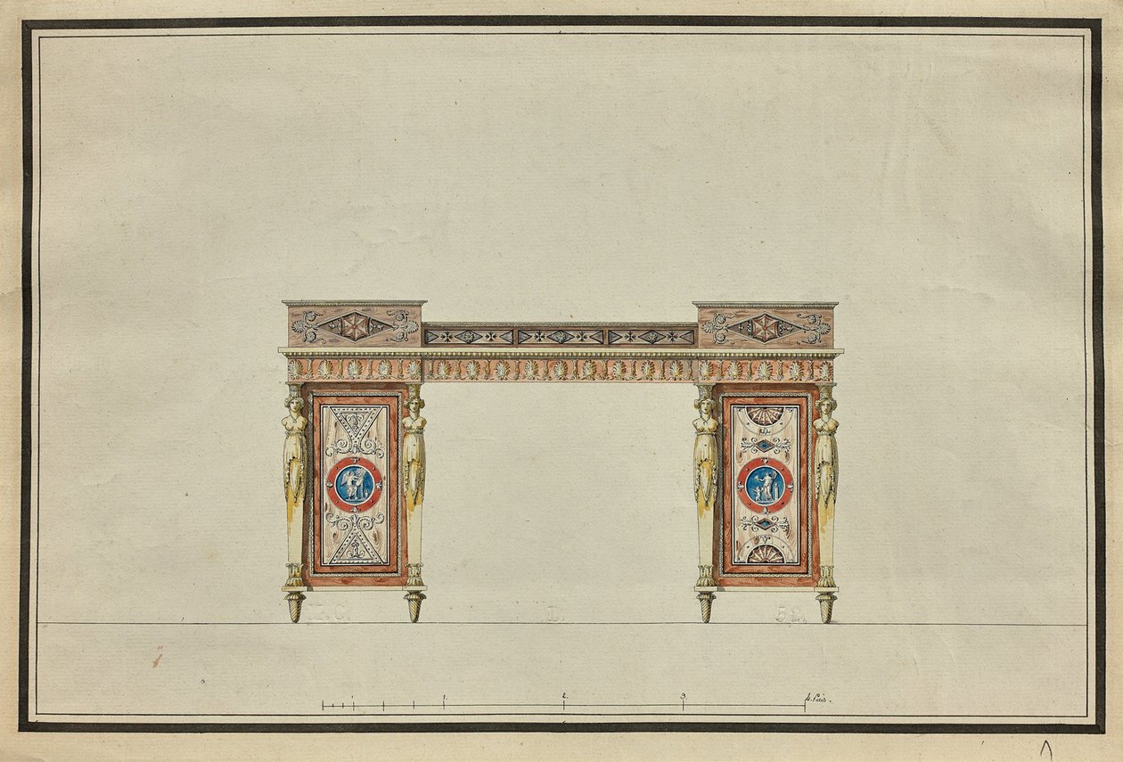 Diseño de un escritorio, c. 1800 de Charles Percier