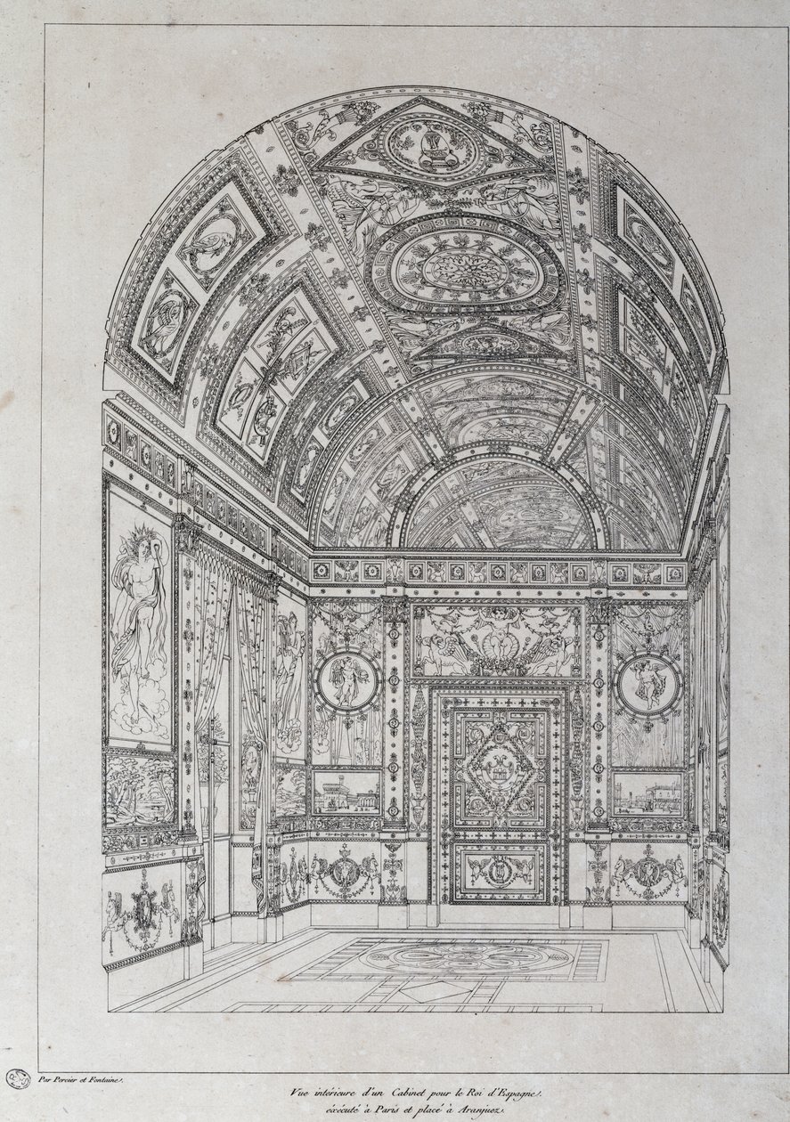 Interior del estudio para el Rey de España en París de Charles Percier