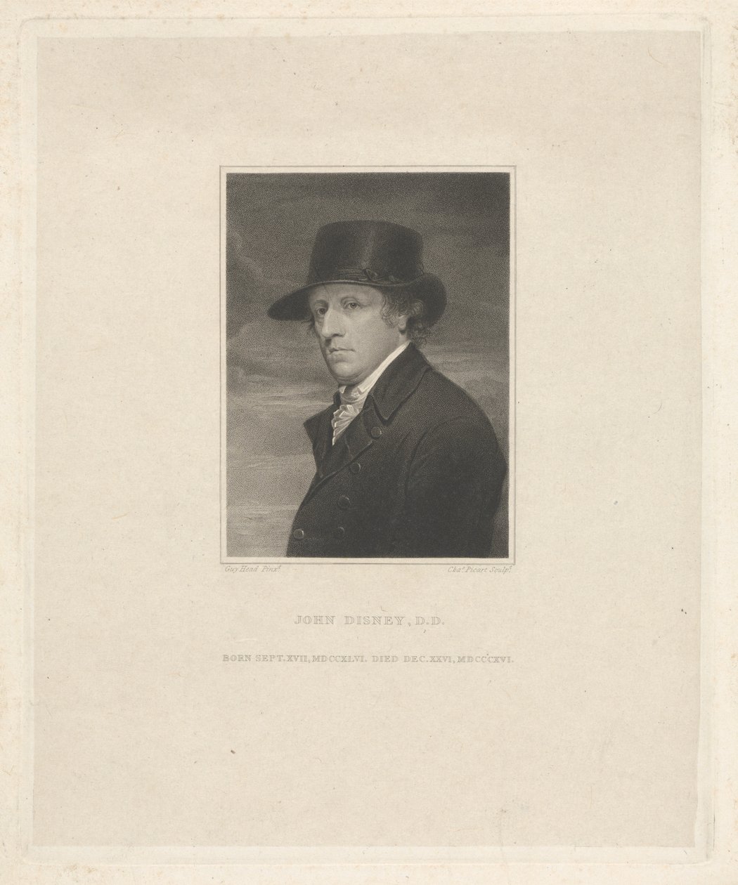 John Disney D.D., nacido el 17 de septiembre de 1746, fallecido el 26 de diciembre de 1816 de Charles Picart