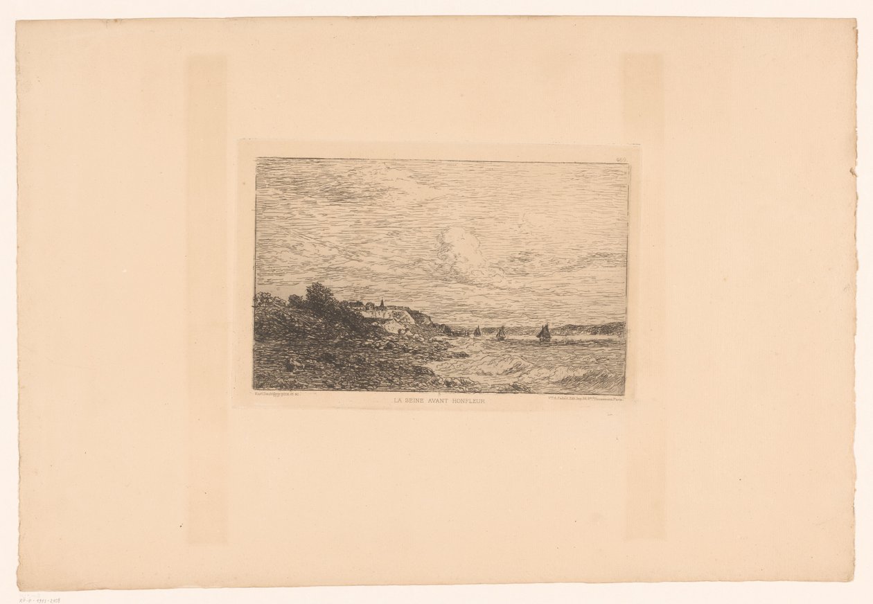 Vista del Sena en Honfleur La Seine antes de Honfleur (título sobre objeto) de Charles Pierre Daubigny