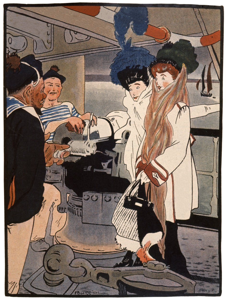 Barco de guerra, c.1900 (impresión) de Charles Pourriol