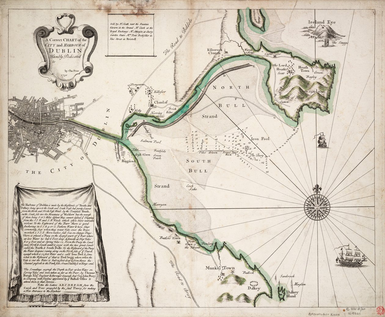 Una carta correcta de la ciudad y el puerto de Dublín, Irlanda. de Charles Price