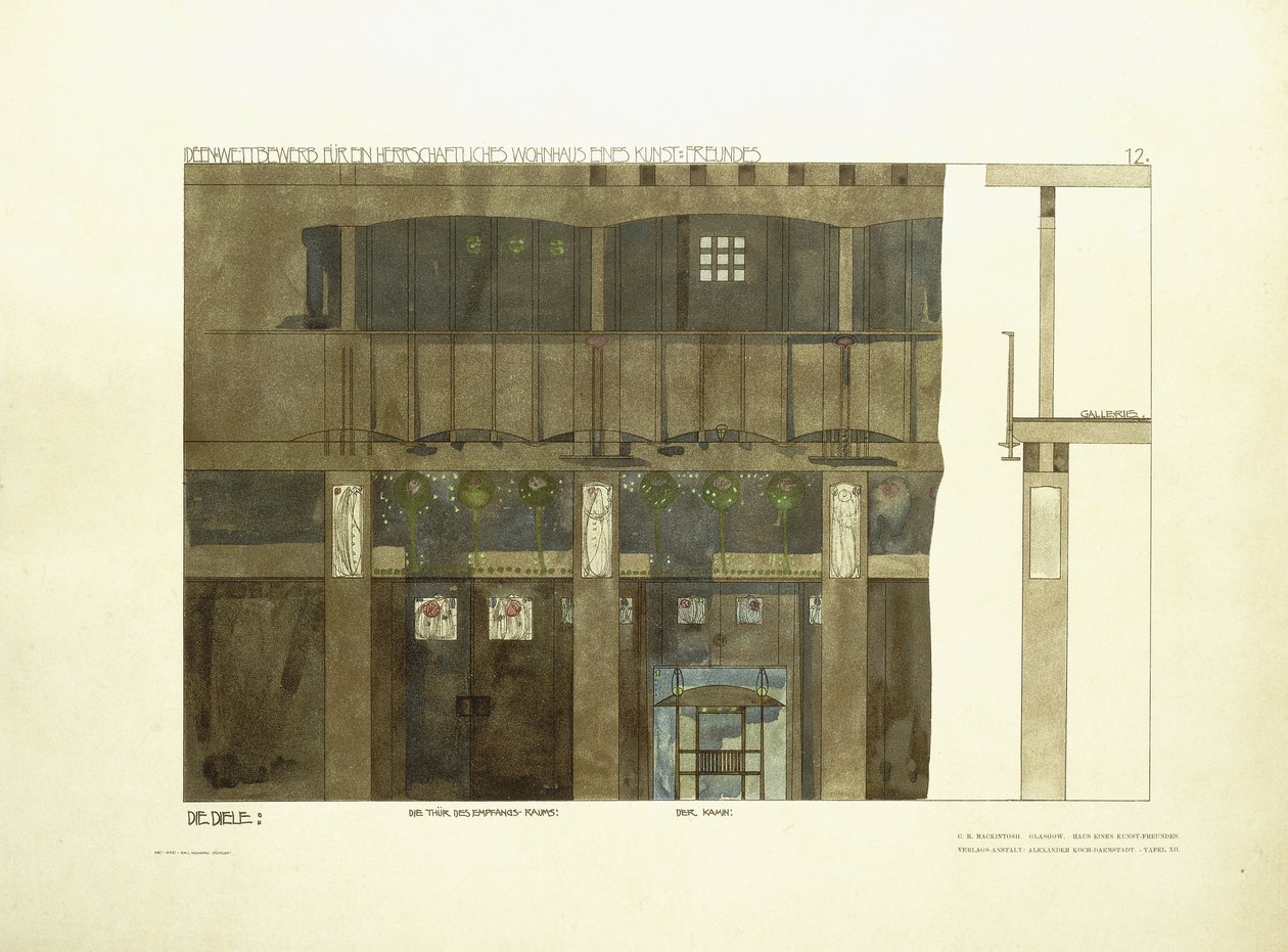 Vestíbulo de Entrada, c.1901 de Charles Rennie (after) Mackintosh