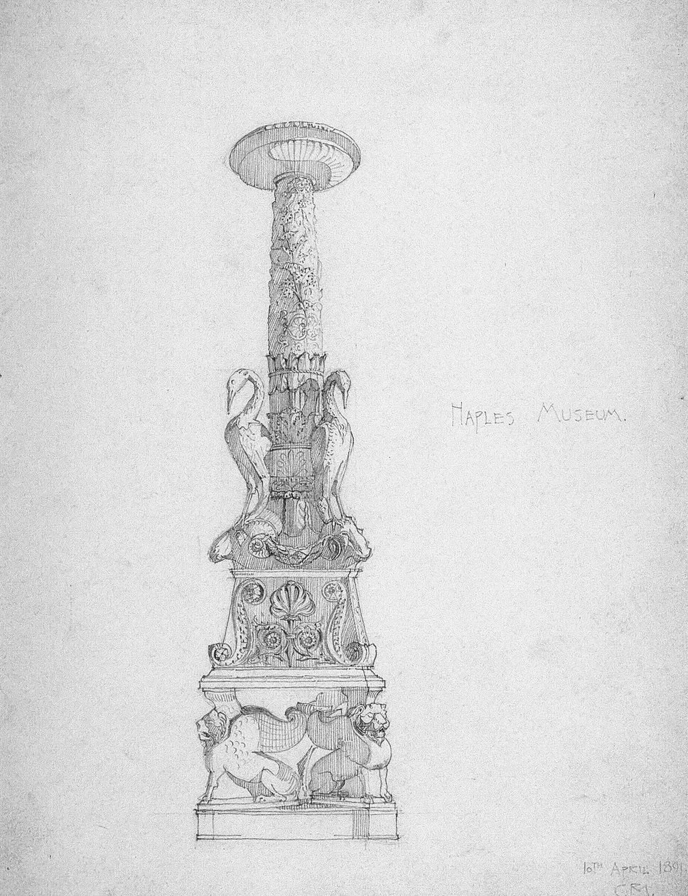 Candelabro (?), Museo de Nápoles, 1891 de Charles Rennie Mackintosh