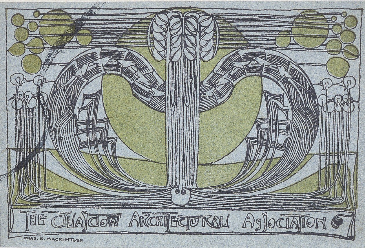 Programa de Conversación para la Asociación de Arquitectura de Glasgow, 1894 de Charles Rennie Mackintosh