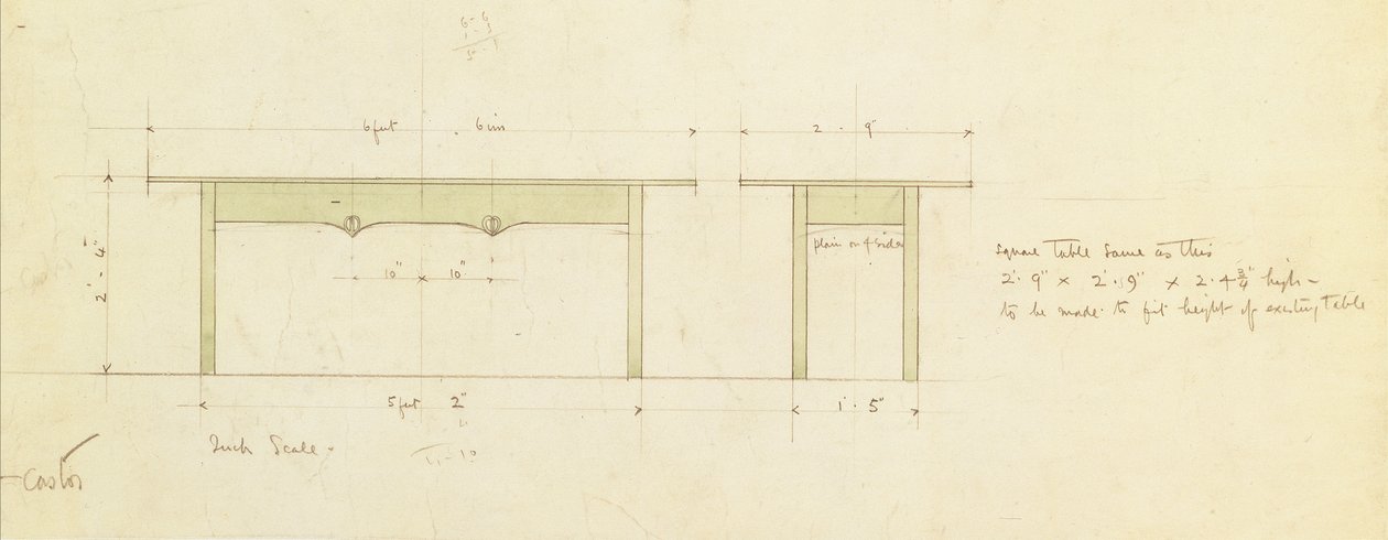 Diseño para una Mesa de Comedor y una Mesa Pequeña de Charles Rennie Mackintosh