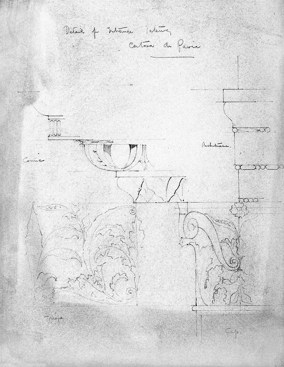Detalles de la entrada, Certosa di Pavia, 1891 de Charles Rennie Mackintosh