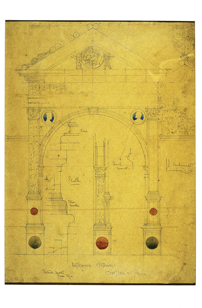 Puerta de entrada, Certosa di Pavia, 1891 de Charles Rennie Mackintosh