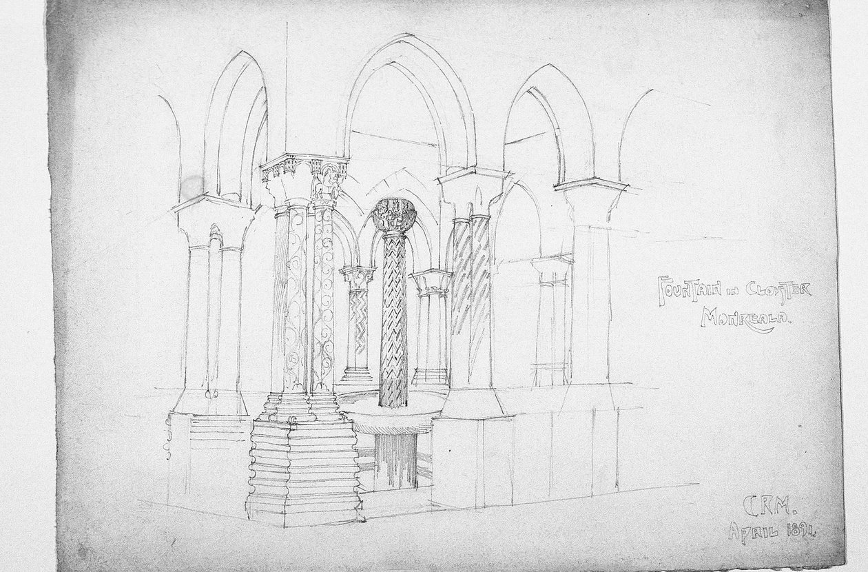 Fuente en el claustro, Monreale, 1891 de Charles Rennie Mackintosh