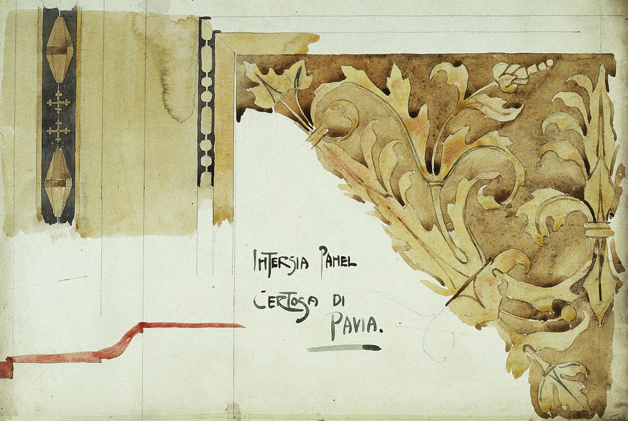 Panel de taracea, Certosa di Pavia, 1891 de Charles Rennie Mackintosh