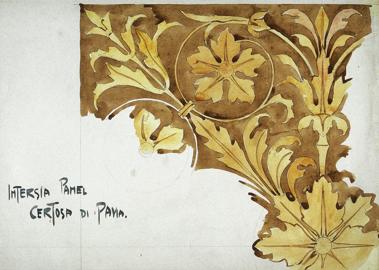 Panel de taracea, Certosa di Pavia, 1891 de Charles Rennie Mackintosh