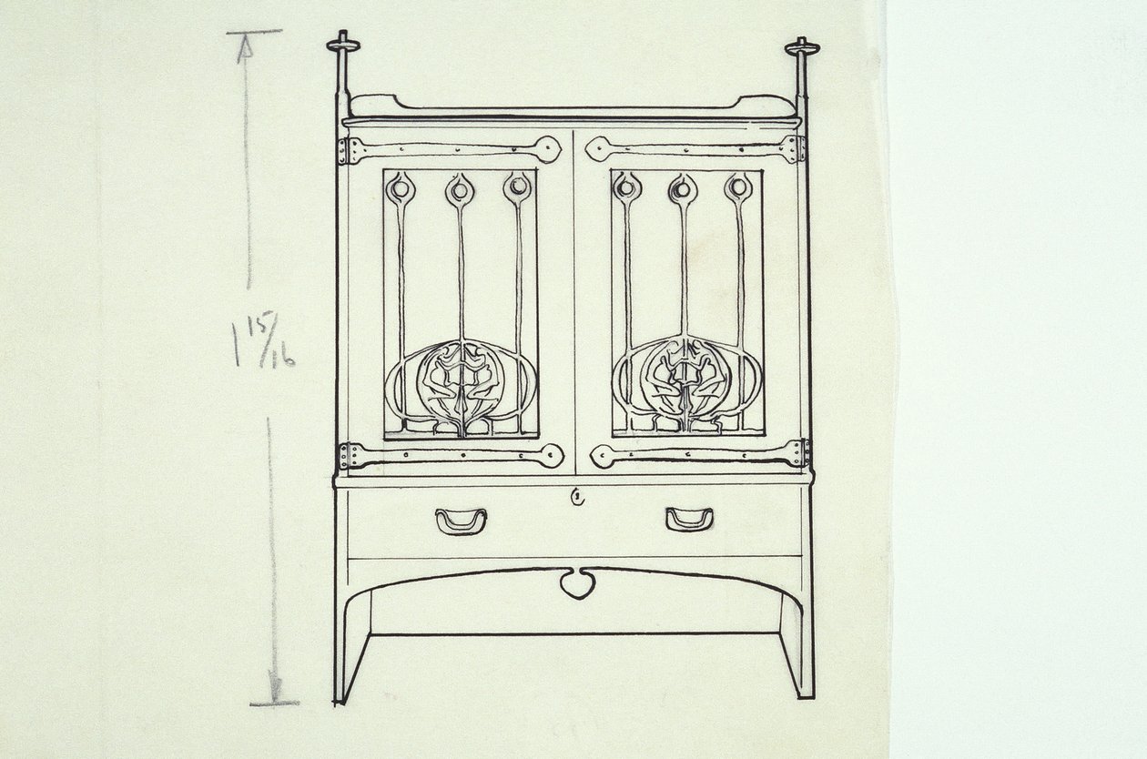 Dibujo lineal de mobiliario (un tocador), c.1910 de Charles Rennie Mackintosh