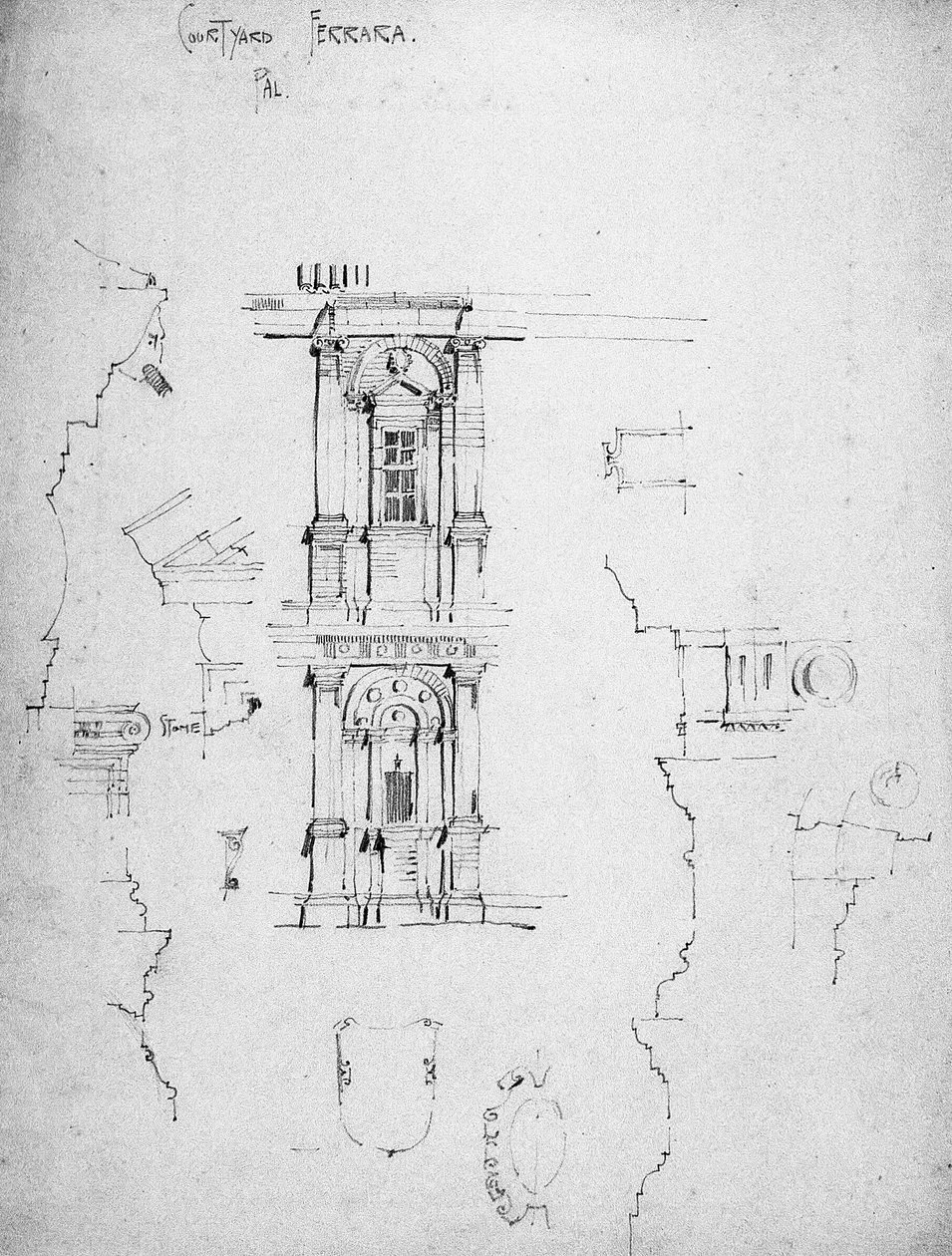 Patio del palacio, Ferrara, 1891 de Charles Rennie Mackintosh