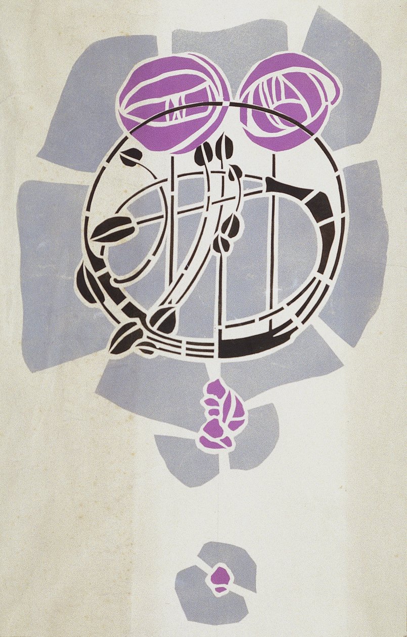 Reproducción moderna del stencil original de Mackintosh para decoración de paredes, motivo de rosa, 1902 de Charles Rennie Mackintosh