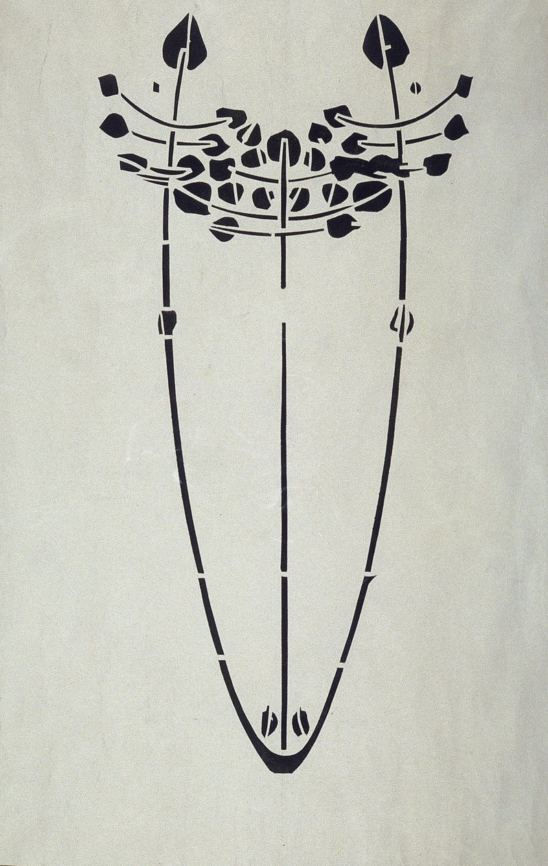 Reproducción moderna del stencil original de Mackintosh para decoración de paredes, motivo de árbol, 1902 de Charles Rennie Mackintosh
