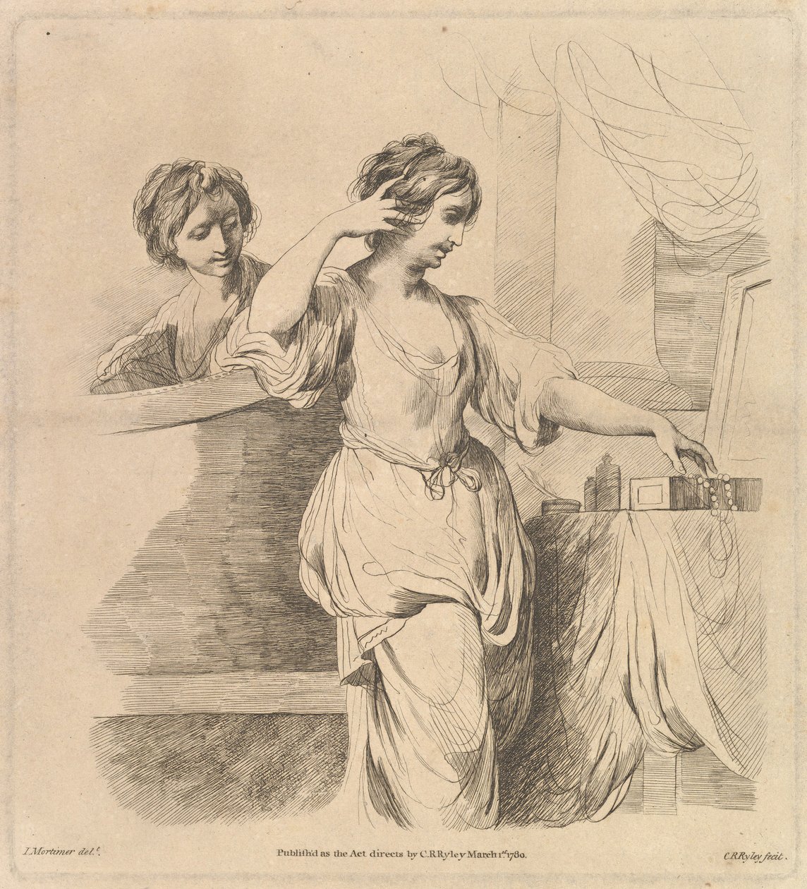 Mujer en su tocador, 1 de marzo de 1780 de Charles Reuben Ryley