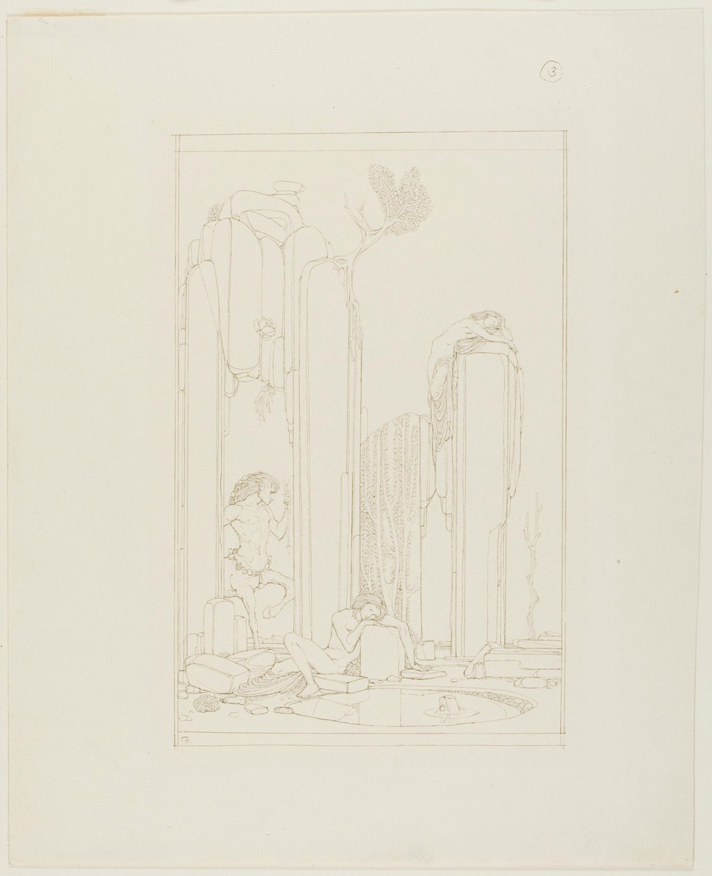Narciso junto al estanque; ilustración para "El discípulo" de Oscar Wilde de Charles Ricketts