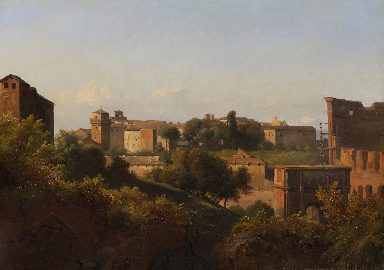 Vista del Coliseo y el Arco de Constantino desde el Palatino, ca. 1822-24 de Charles Rémond
