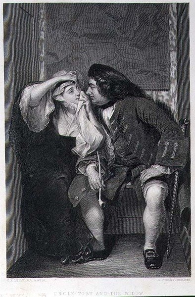 Tío Toby y la Viuda, grabado por Lumb Stocks de Charles Robert (after) Leslie