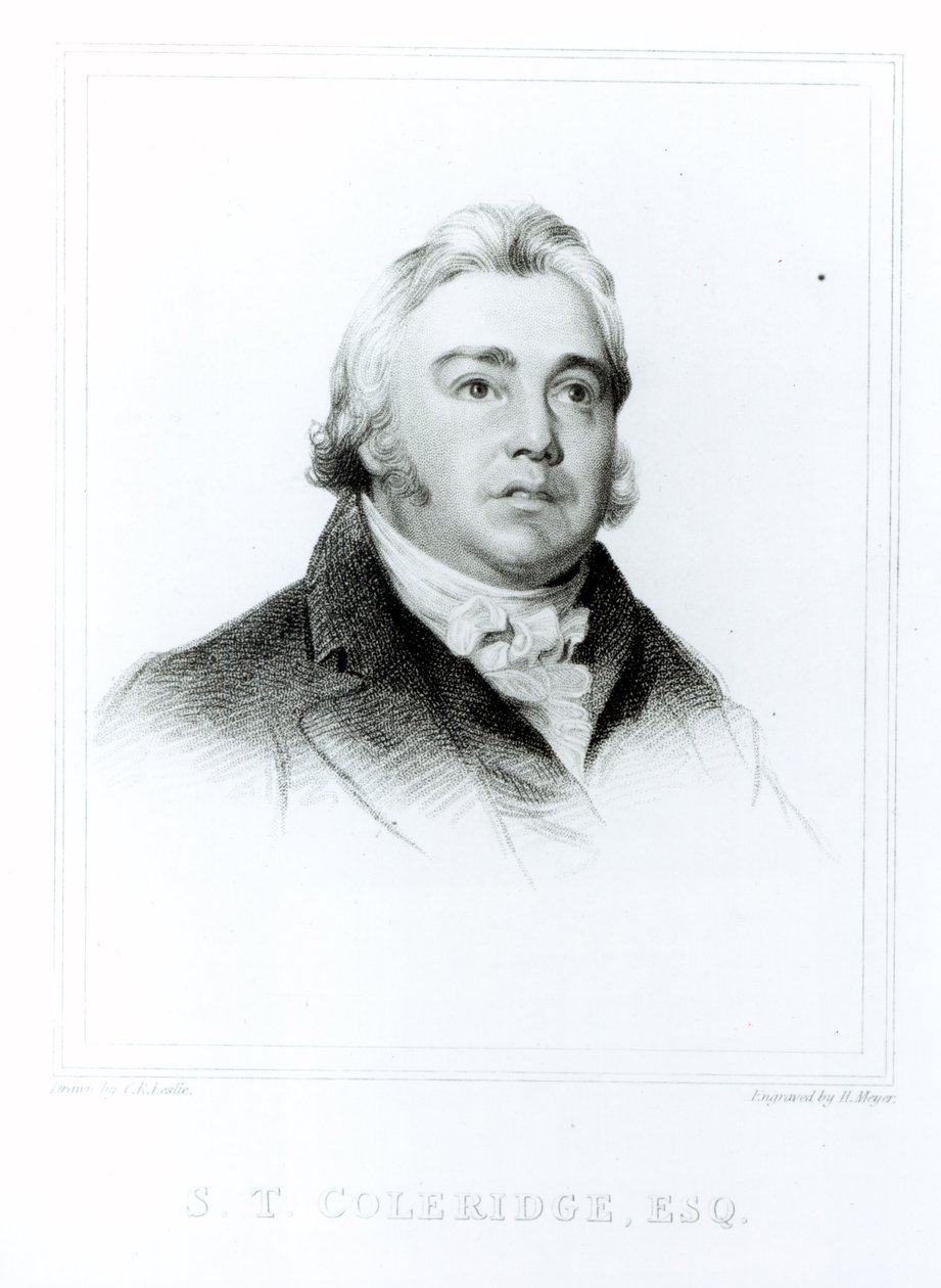 Retrato de Samuel Taylor Coleridge (1772-1834) grabado por Henry Meyer (1782-1847) de Charles Robert Leslie