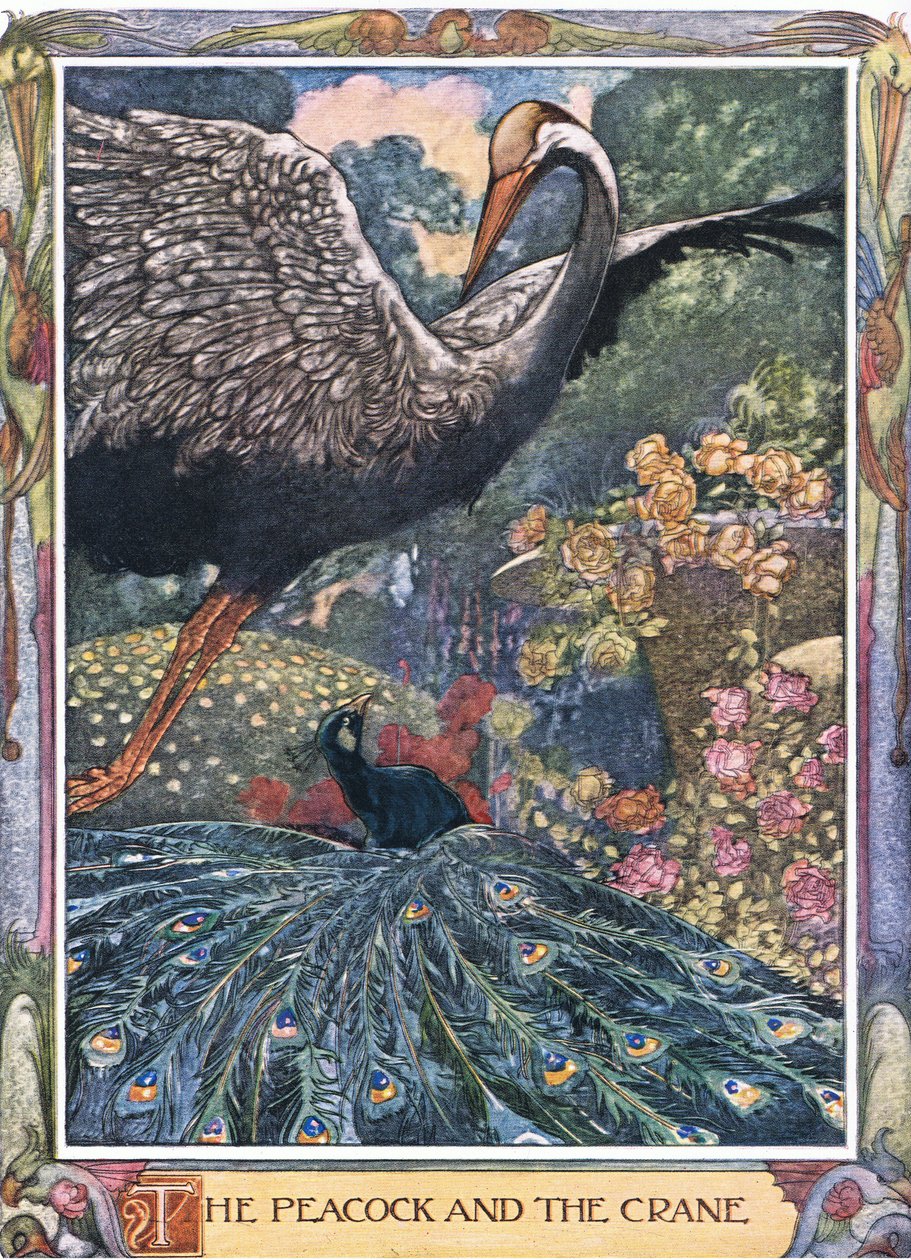 El pavo real y la grulla de Charles Robinson