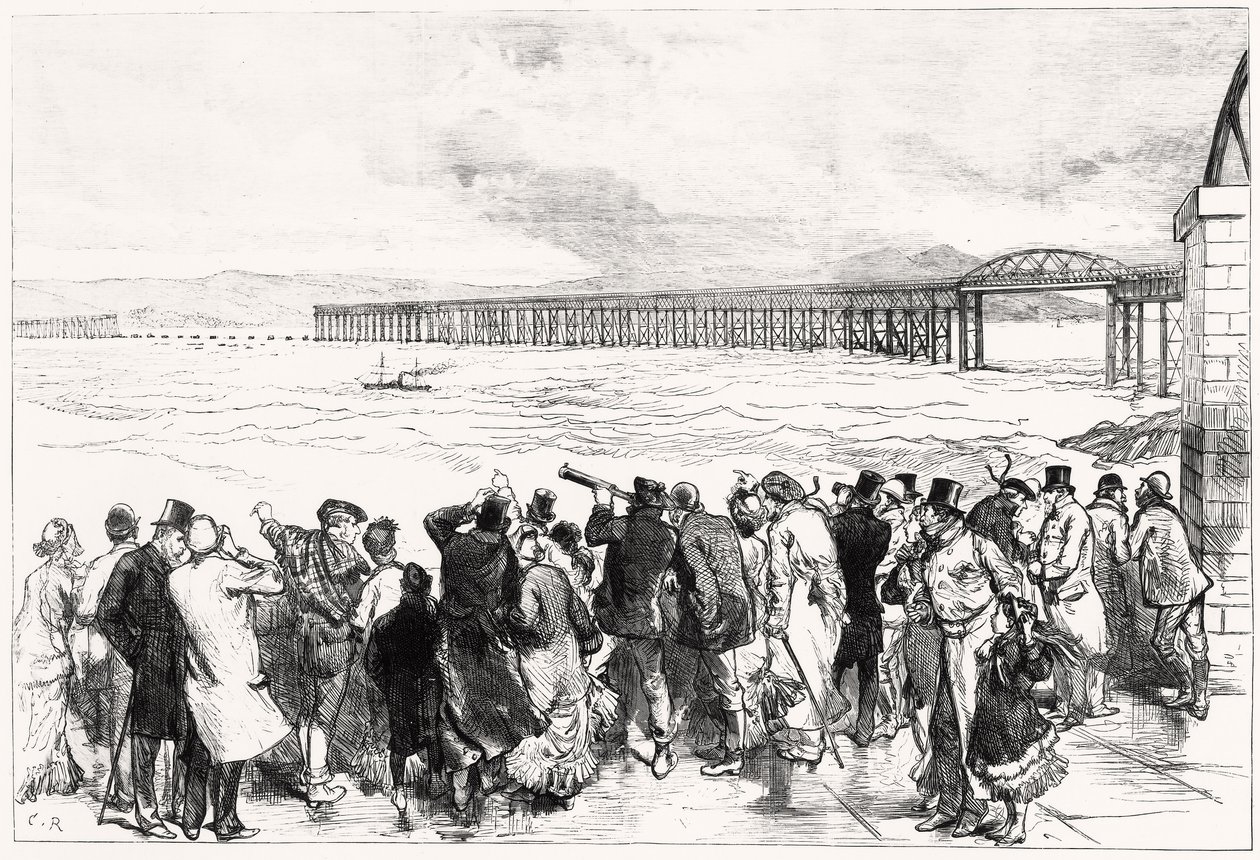 El Puente de Tay como apareció el lunes 29 de diciembre a las diez en punto (grabado) de Charles Robinson