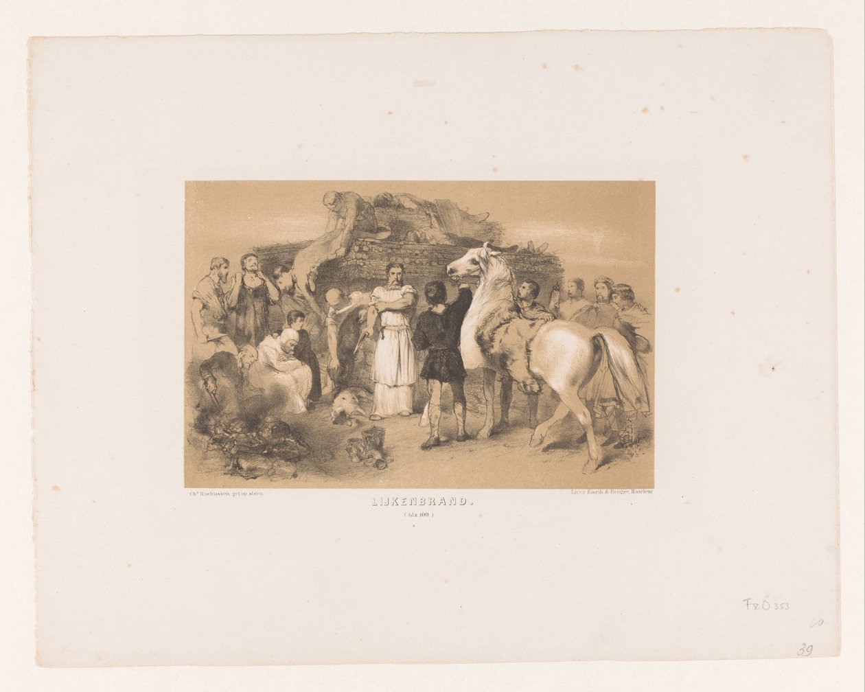 Cremación de guerreros muertos Corpse Burn (título en el objeto) de Charles Rochussen
