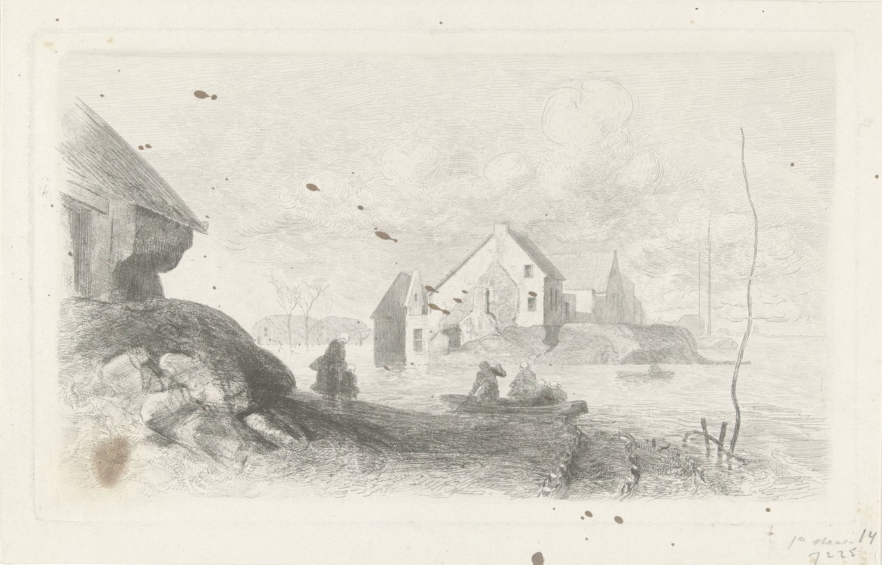 Inundación en Lith Desastre de inundación 1855 (título de la serie) de Charles Rochussen
