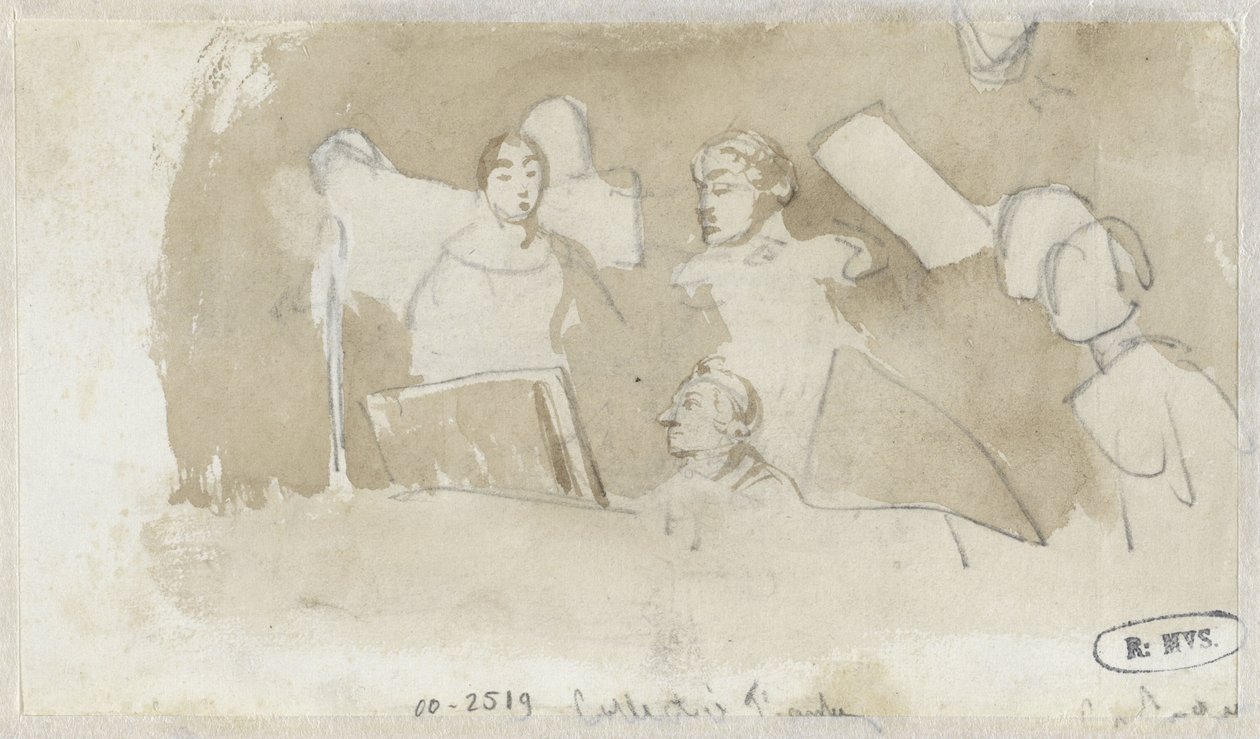 Boceto de un grupo de personas cantando de Charles Rochussen
