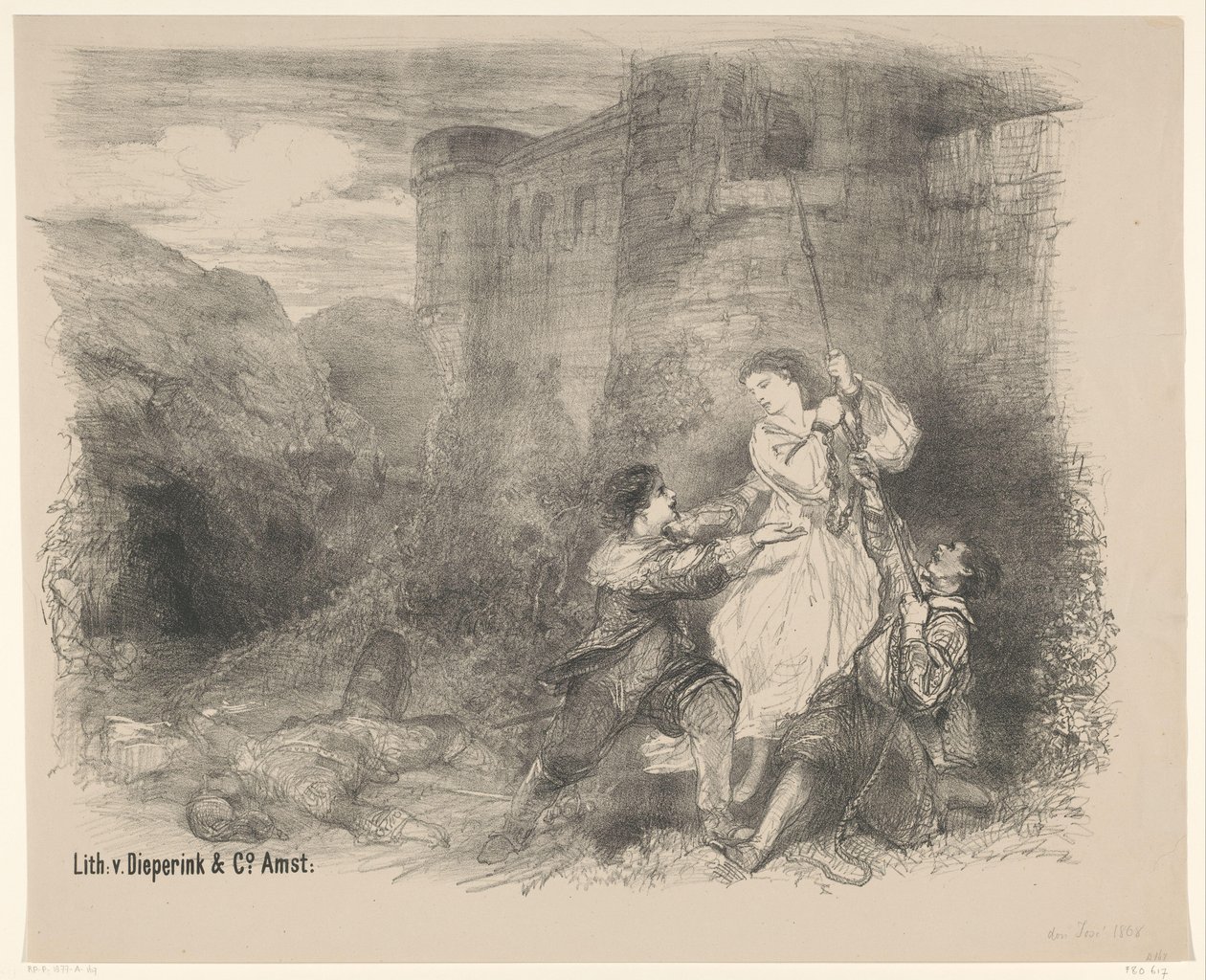 Escena del ballet Don José Anuncio Entradas para ballets y obras de teatro en el Amsterdam City Theatre (título de la serie) de Charles Rochussen