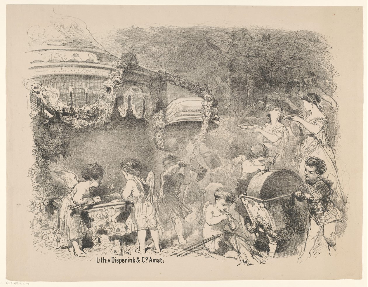 Escena de la obra La princesa sin corazón Anuncios de ballets y obras de teatro representadas en el Amsterdam City Theatre (título de la serie) de Charles Rochussen