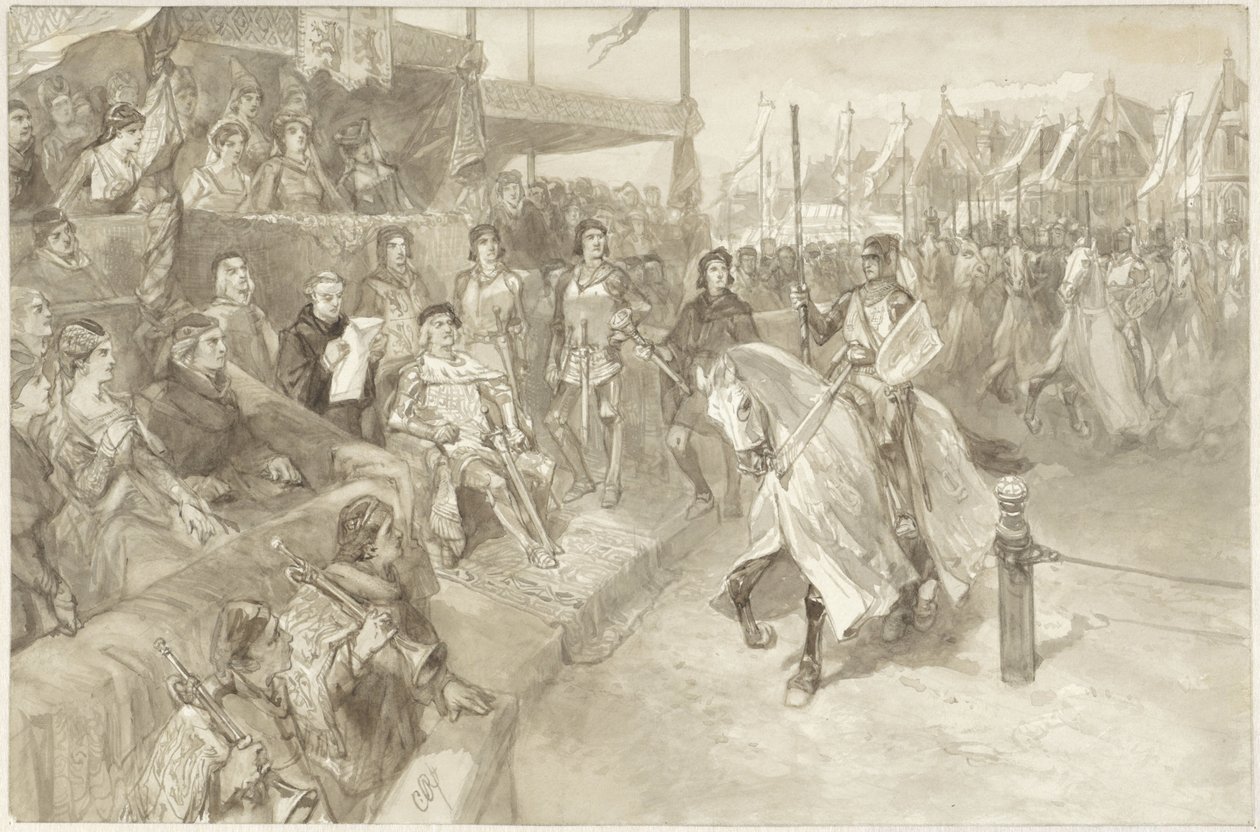 Partido del torneo de Haarlem, ilustración del episodio de La Rosa de Dekama de Charles Rochussen