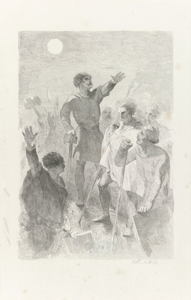 Wilfried rodeado de sus guerreros de Charles Rochussen