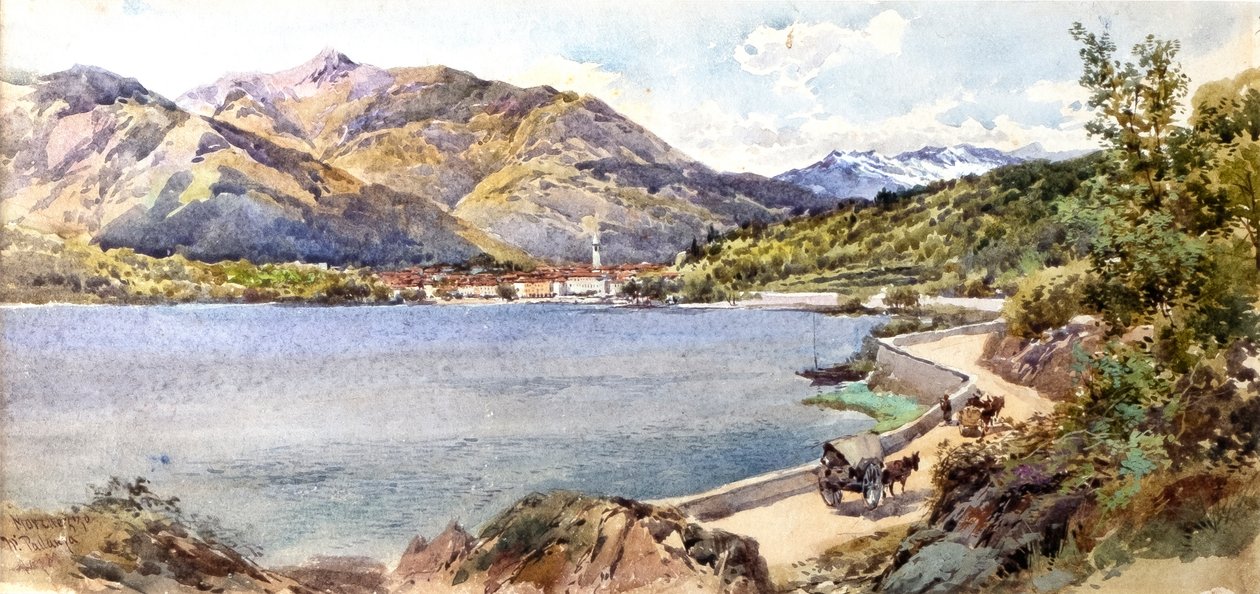 Lago Mergozzo Lago Mayor cerca de Pallanza (acuarela) de Charles Rowbotham