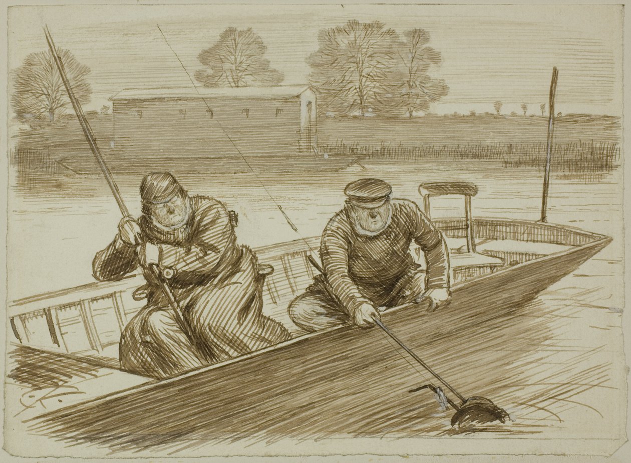 Escena de pesca de Charles Samuel Keene