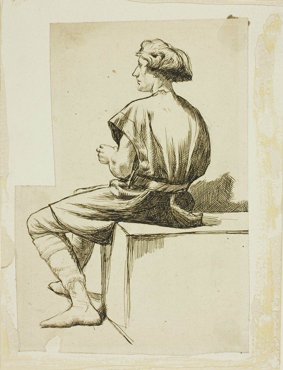 Hombre sentado con túnica de Charles Samuel Keene