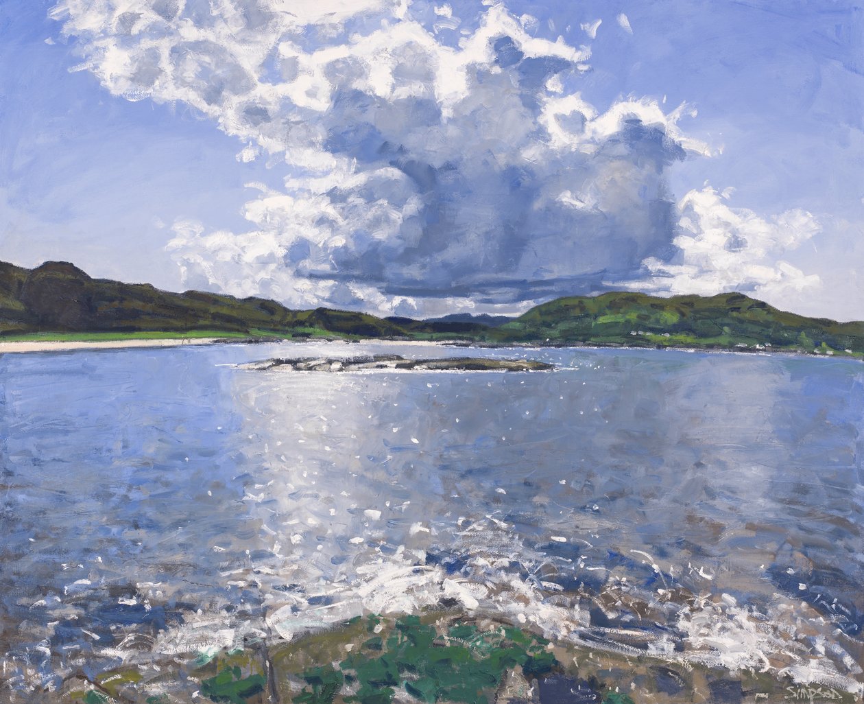 Gran nube sobre Portuairk, 2017 (óleo sobre lienzo) de Charles Simpson