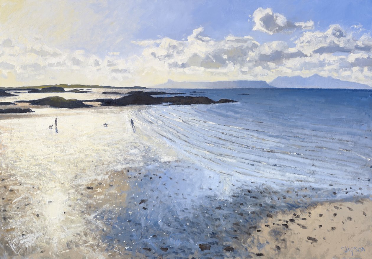 Paseadores de perros, Costa Oeste, 2015 (óleo sobre lienzo) de Charles Simpson