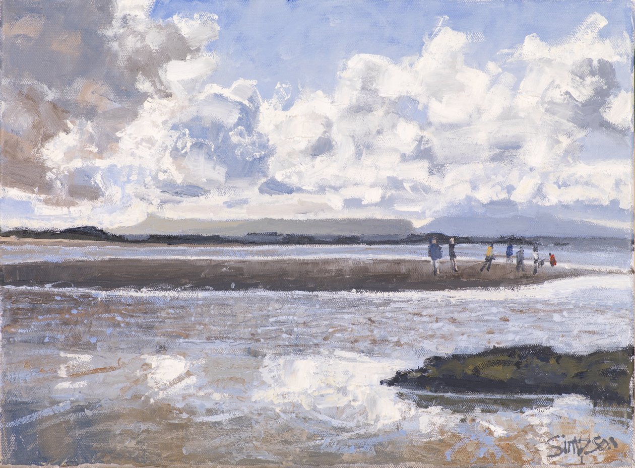 En la playa, 2017 (óleo sobre lienzo) de Charles Simpson