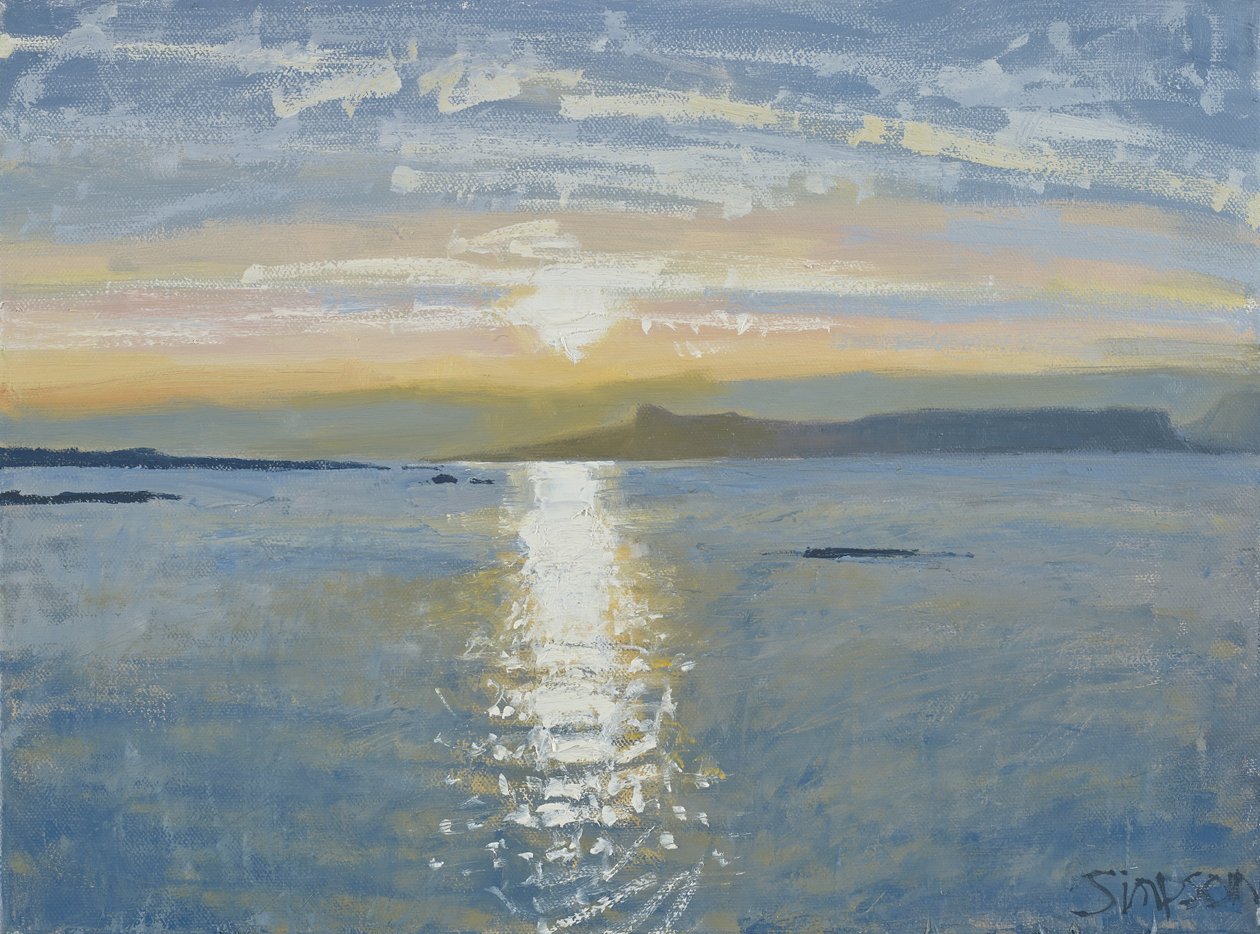 Atardecer en el mar, 2013 (óleo sobre lienzo) de Charles Simpson