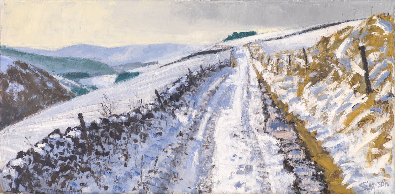 Track to Clovenfords, 2017 (óleo sobre lienzo) de Charles Simpson