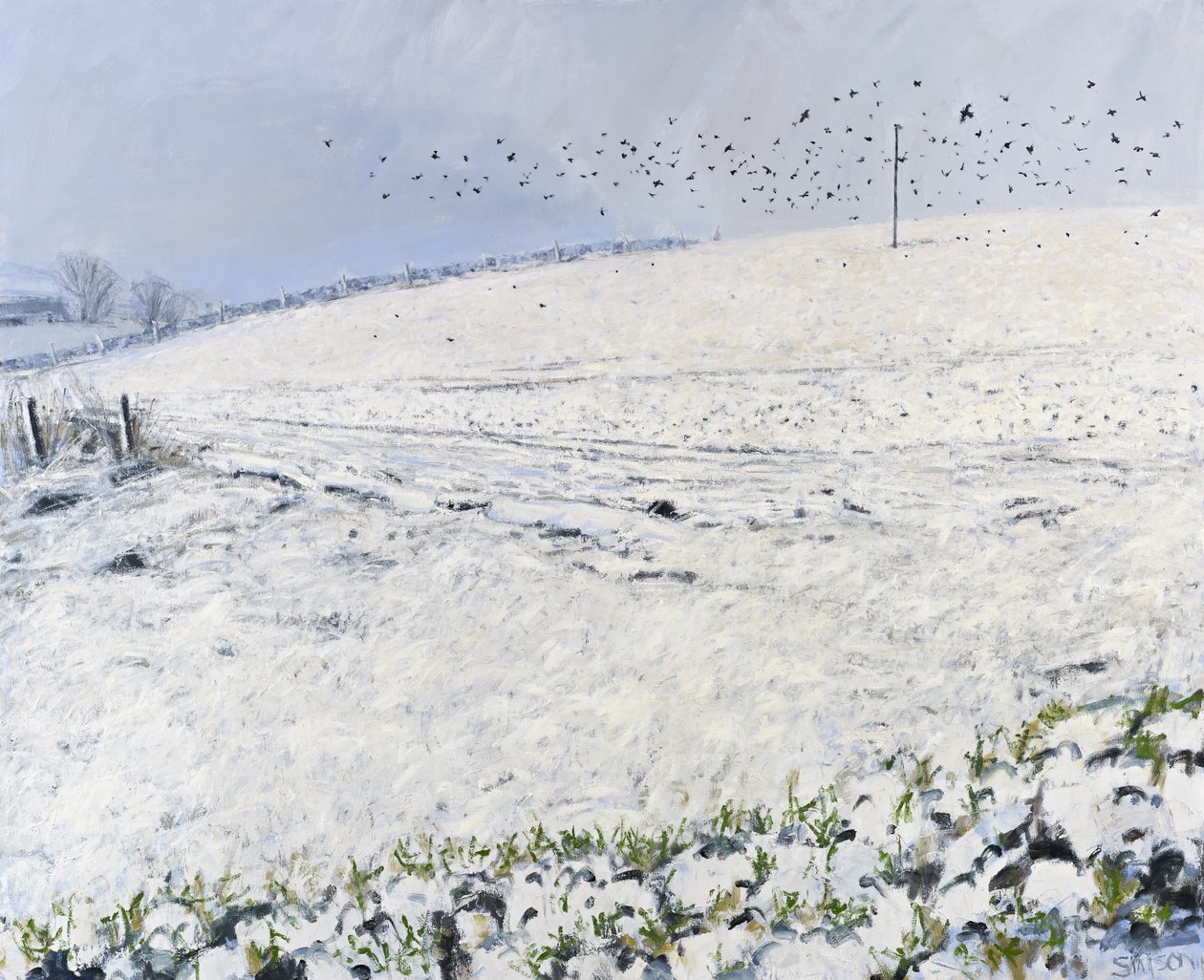 Cuervos de invierno, 2012 (óleo sobre lienzo) de Charles Simpson