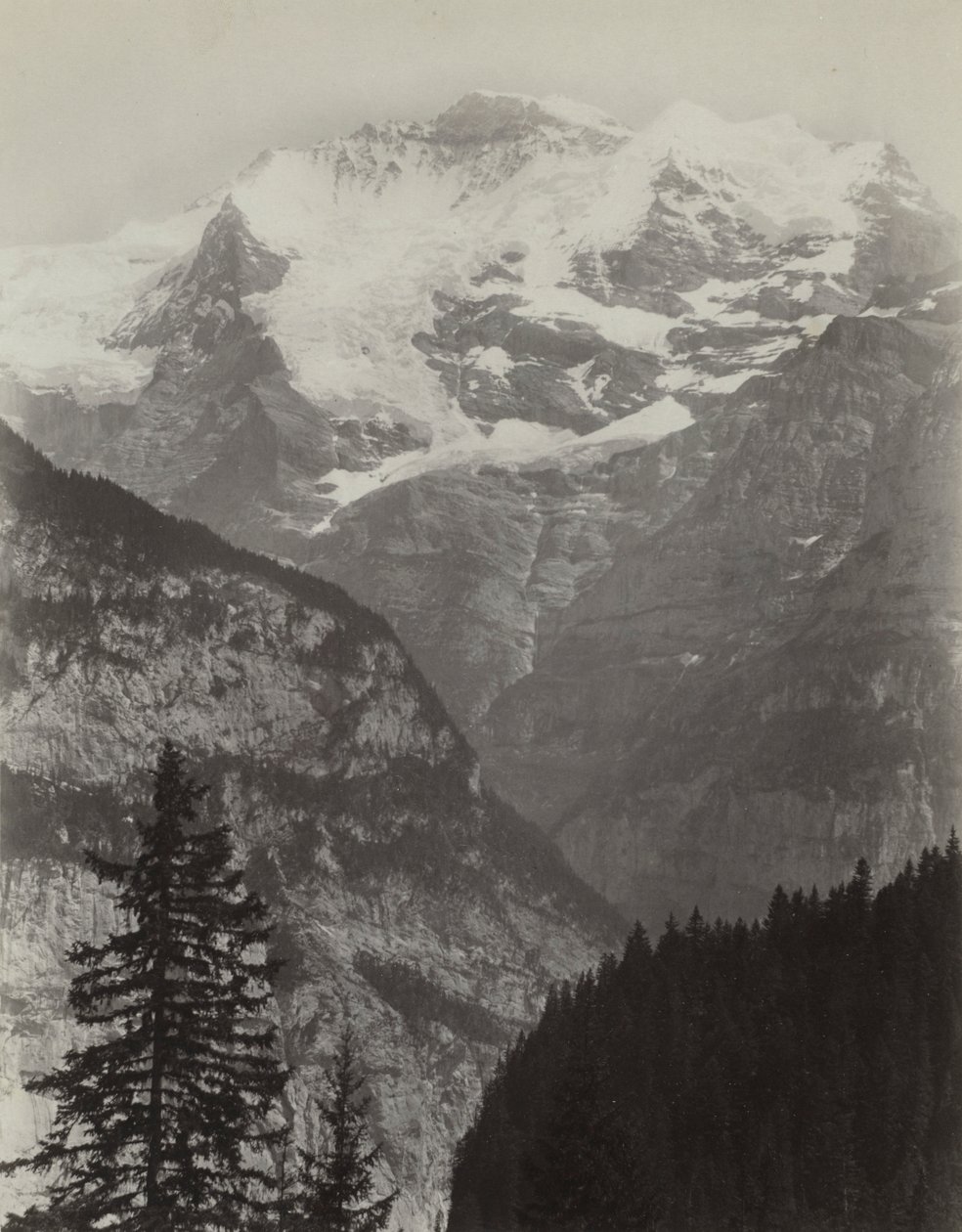 Jungfrau, Vista desde Mürren, Suiza, c. 1860s de Charles Soulier