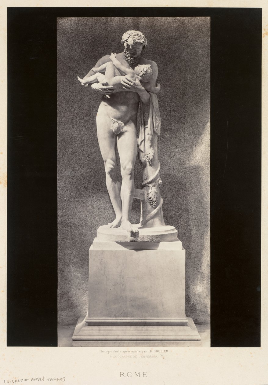 Silenio sosteniendo al niño Dionisio, Museo del Louvre, París, c. 1860s de Charles Soulier