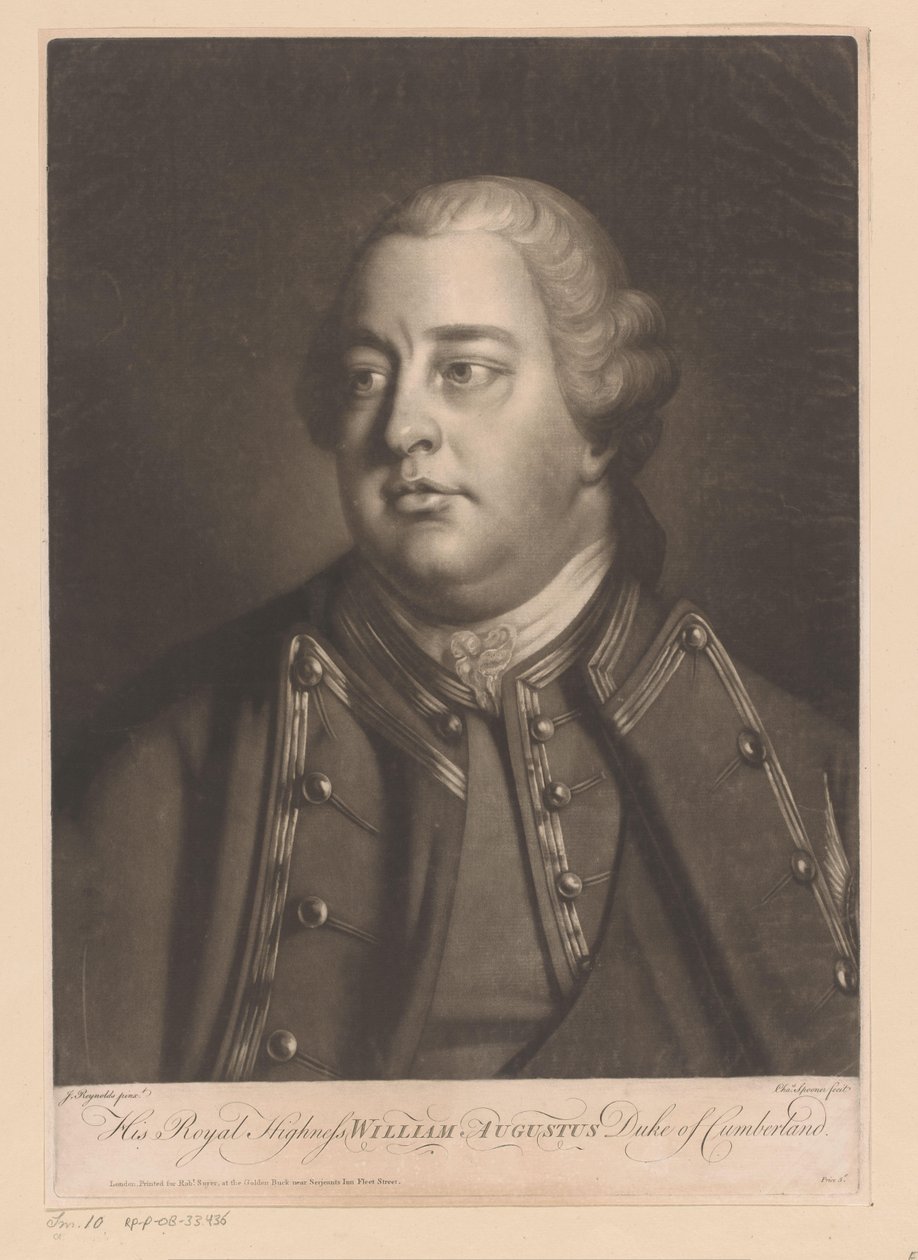 Portret de Willem Augustus de Cumberland Su Alteza Real William Augustus Duque de Cumberland (título sobre el objeto) de Charles Spooner