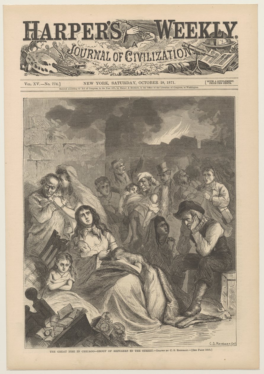 Portada de Harpers Weekly, 28 de octubre de 1871 de Charles Stanley Reinhart